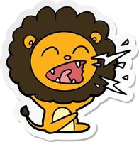 sticker of a cartoon roaring lion vector