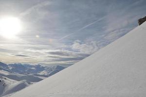 panoramic view  of winter mountains photo