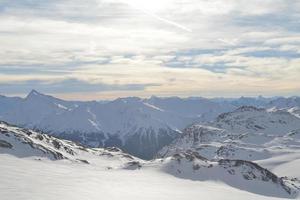 panoramic view  of winter mountains photo