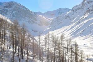 High mountains under snow in the winter photo