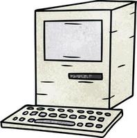 textured cartoon doodle of a computer and keyboard vector