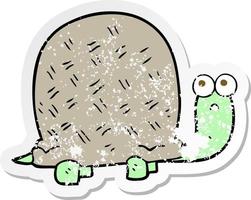 retro distressed sticker of a cartoon sad turtle vector