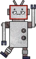 retro grunge texture cartoon robot vector