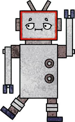 retro grunge texture cartoon robot