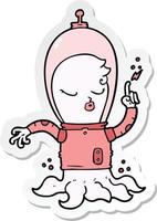 sticker of a cute cartoon alien vector