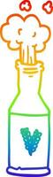 dibujo de línea de gradiente de arco iris botella de cerveza de dibujos animados vector