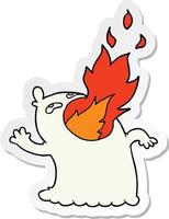 sticker of a cartoon fire breathing ghost vector