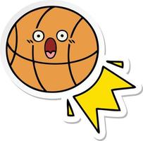 sticker of a cute cartoon basketball vector