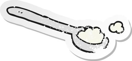 retro distressed sticker of a cartoon teaspoon of salt vector