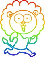 rainbow gradient line drawing happy cartoon lion vector