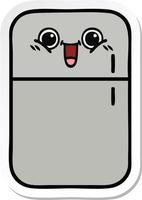 sticker of a cute cartoon fridge freezer vector