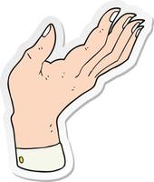 sticker of a cartoon open hand raised palm up vector