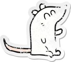 pegatina retro angustiada de un ratón de dibujos animados vector