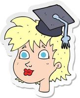 sticker of a cartoon graduate woman vector