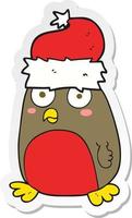 sticker of a cartoon christmas robin vector