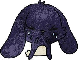 textured cartoon of cute kawaii sad bunny vector