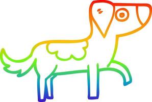 rainbow gradient line drawing cartoon happy dog vector