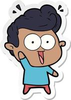 sticker of a cartoon staring man vector