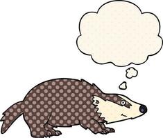 cartoon badger and thought bubble in comic book style vector