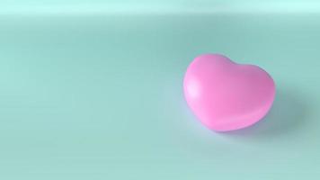 The pink heart on blue background for health content 3d rendering. photo