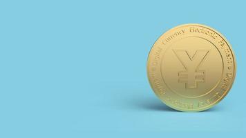 yuan digital gold coin on blue background For China  digital currency content 3d rendering. photo