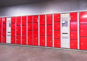 red safety lockers photo