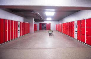 red safety lockers photo