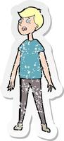 retro distressed sticker of a cartoon stressed man vector