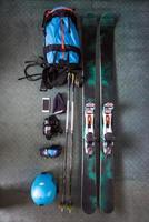 top view of ski accessories photo