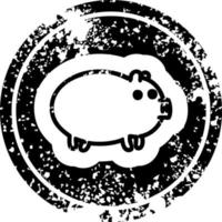 fat pig distressed icon vector