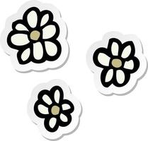 sticker of a cartoon flowers vector