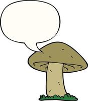 cartoon mushroom and speech bubble vector