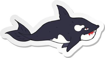sticker of a cartoon killer whale vector
