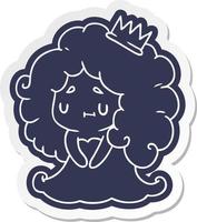 cartoon sticker of a cute kawaii princess girl vector
