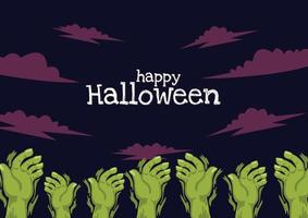 zombie hands purple background banner design vector