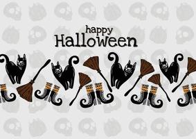 vector de diseño de banner de halloween de gato negro fantasma