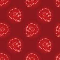 red neon skull seamless vector on red background