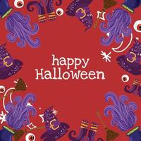 cute halloween items banner design vector