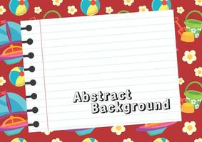 cute notebook background design red design vector