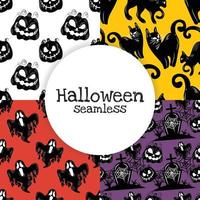 halloween seamless pattern set vector