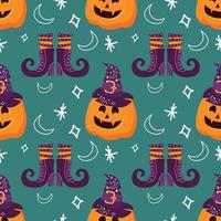 spooky seamless pattern design for halloween green wrapping paper vector