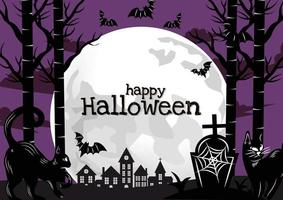 diseño de banner de feliz halloween de luna grande para banner de sitio web vector