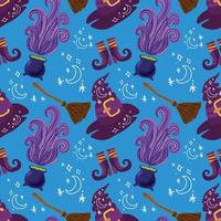 spooky seamless pattern blue design for halloween wrapping paper vector