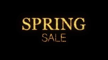 Spring Sale golden flickering text animation black background. video