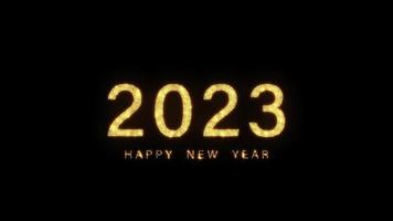 2023 Happy New Year golden shine flickering text video