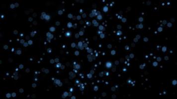 Abstract loop blue bokeh floating on black background video