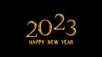 feliz ano novo 2023 animação cintilante de brilho dourado video