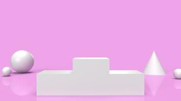 white Podium platform on pink background 3d rendering. photo