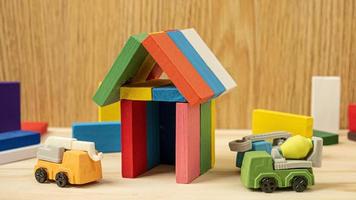 The home wood toy multi colour  for property and building content photo