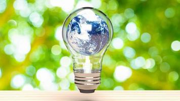 The earth in light bulb for environment or ecology concept 3d rendering photo